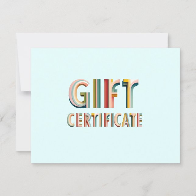 Retro Vintage Blaue Geschenkgutschein (Vorderseite)
