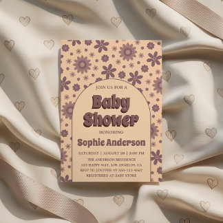 Retro Vintage Boho Daisy 70s Baby Shower  Einladung