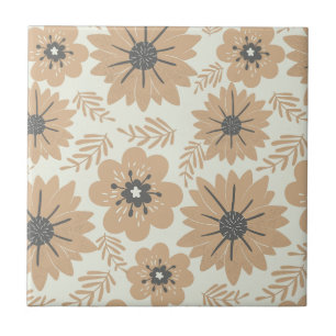Retro Vintage Braun Blumenmuster Fliese
