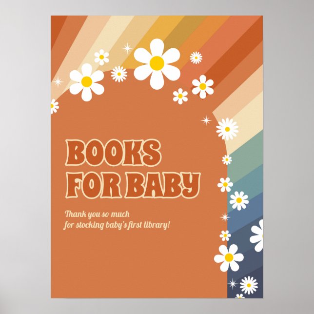 Retro-Vintage Bücher für Baby Rainbow Daisy Poster (Vorne)