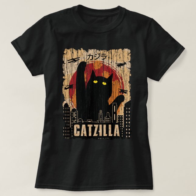 Retro Vintage Catzilla Tshirt  948 Copy (Design vorne)