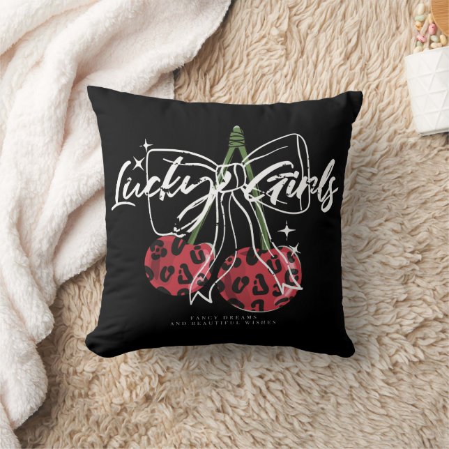 Retro Vintage Cherry Quote Typography  Kissen (Decke)