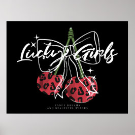 Retro Vintage Cherry Quote Typography  Poster