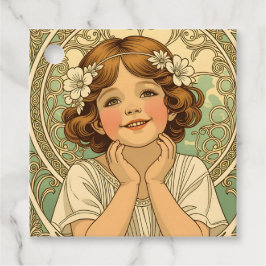 retro Vintage Child With Flowers Geschenkanhänger