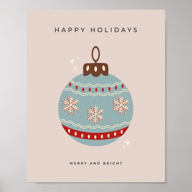 Retro Vintage Christmas Bauble Poster (Vorne)