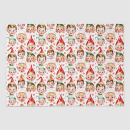Retro Vintage Christmas Elf Faces Seidenpapier