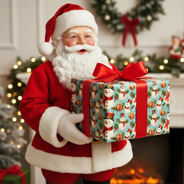 Retro Vintage Christmas: Frostige Schneemänner Geschenkpapier