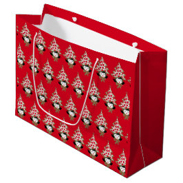Retro Vintage Christmas Girl mit Baumhut Große Geschenktüte