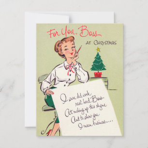 retro vintage Christmas lady Boss ajouter carte de