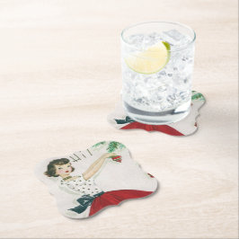 Retro Vintage Christmas Lady Party Untersetzer