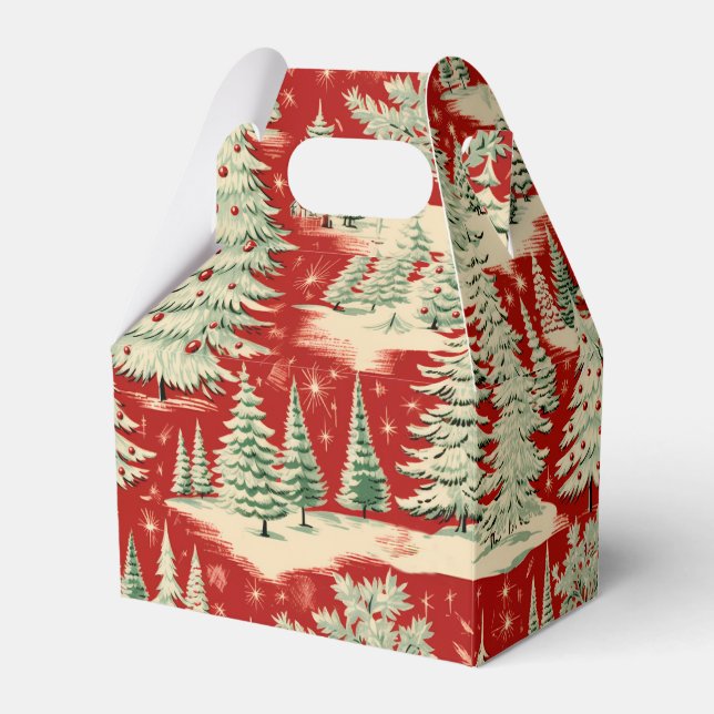 Retro Vintage Christmas Landscape Geschenkschachtel (Vorderseite)