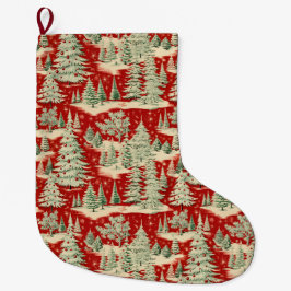 Retro Vintage Christmas Landscape Großer Weihnachtsstrumpf