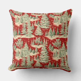 Retro Vintage Christmas Landscape Kissen
