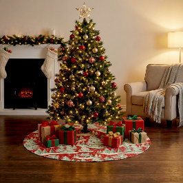 Retro Vintage Christmas Landscape Polyester Weihnachtsbaumdecke