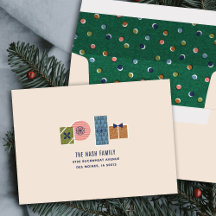 Retro Vintage Christmas Presents Holiday Envelope