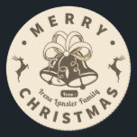 Retro Vintage Christmas Runder Aufkleber<br><div class="desc">Retro,  Vintag,  klassischer Stil eines runden Weihnachtsaufklebers</div>