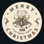 Retro Vintage Christmas Runder Aufkleber<br><div class="desc">Retro,  Vintag,  klassischer Stil eines runden Weihnachtsaufklebers</div>