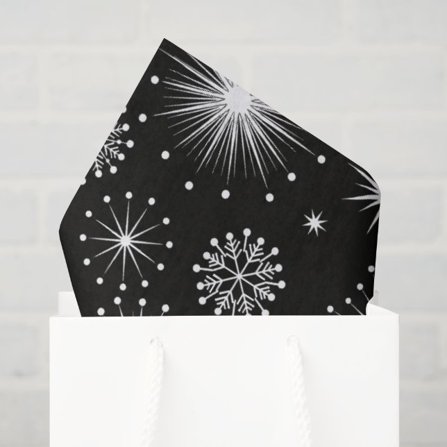 Retro Vintage Christmas Stars & Snowflakes Seidenpapier (Geschenktüte)