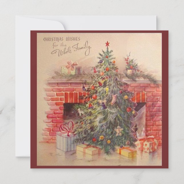 Retro Vintage Christmas Trees wünscht Feiertagskarte (Vorderseite)