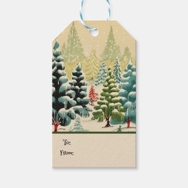 Retro Vintage Christmas Trio Style J Geschenkanhänger (Vorderseite)
