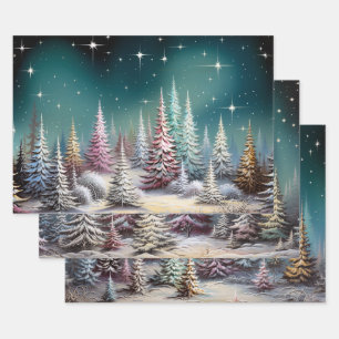 Retro Vintage Christmas Trio Style L Geschenkpapier Set