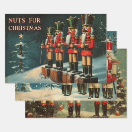 Retro Vintage Christmas Trio Style S Geschenkpapier Set
