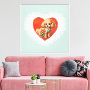 Retro-Vintage-Coquette-Pastell-Baby-Tiere Hund Leinwanddruck