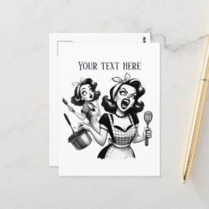 retro vintage Dame Text hinzufügen Postkarte