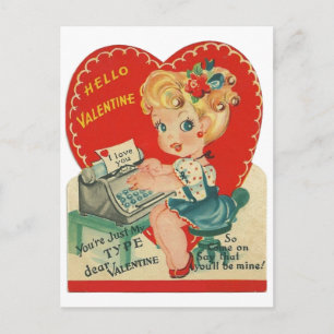 Retro Vintage-Dame Valentinstag Feiertags-Postkart Feiertagspostkarte