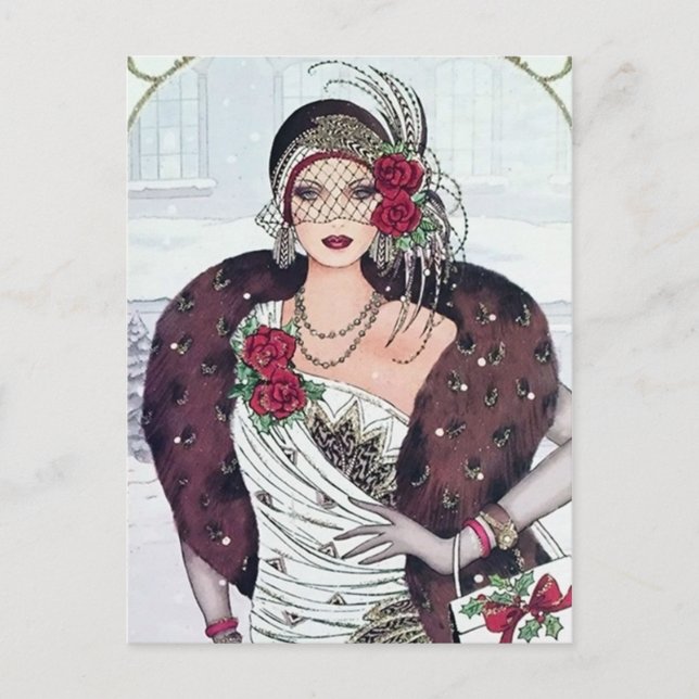 Retro Vintage Deko Holiday Feiertagspostkarte (Vorderseite)
