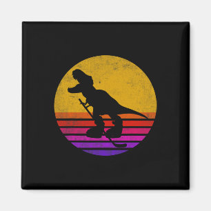 Retro Vintage Dinosaur Eishockey Dinosaurier Magnet