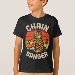 Retro Vintage Disc Golfer Katze Kette Nger Disc Go T-Shirt