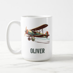 Retro Vintage Doppeldecker personalisiert Kaffeetasse