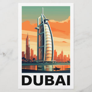 Retro Vintage Dubai VAE Skyline Briefpapier