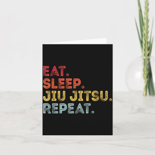 Retro Vintage Essen Schlaf Jiu Jitsu Wiederholung Karte