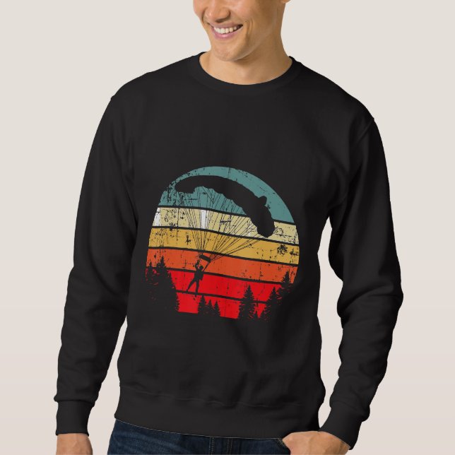 Retro Vintage Fallschirm Fallschirmspringer Gesche Sweatshirt (Vorderseite)
