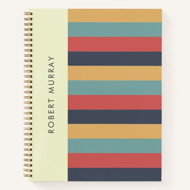 Retro Vintage Farbblockstreifen Notizbuch (Vorderseite)