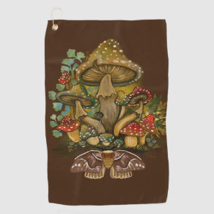 Retro Vintage Farben Pilz & Modekunst Golfhandtuch