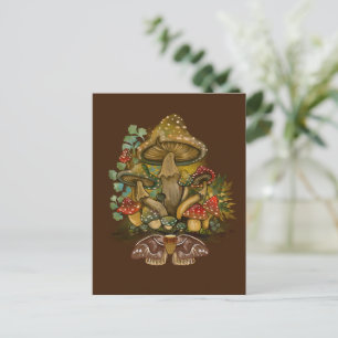 Retro-Vintage-Farben Pilz- und Mottenkunst Postkarte