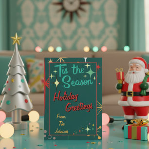 Retro Vintage farbige Sterne Weihnachtskarte Feiertagskarte