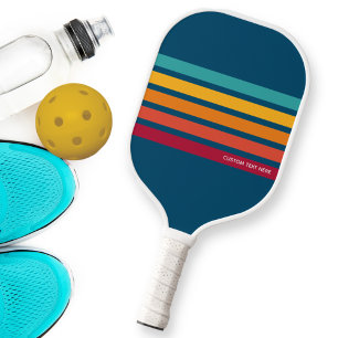 Retro-Vintage Farblinien Personalisierter Text Pickleball Schläger