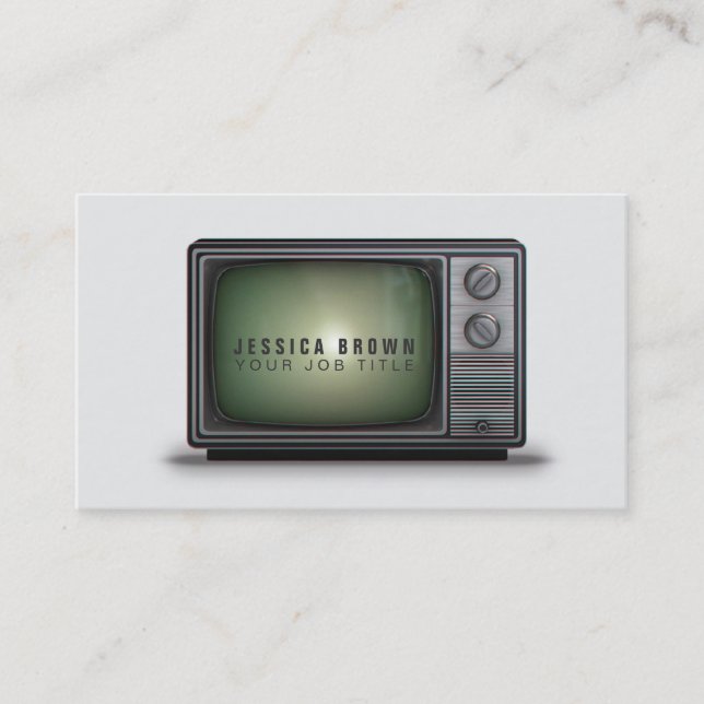 Retro Vintage Fernsehillustration Geschäfts-Karte Visitenkarte (Vorderseite)