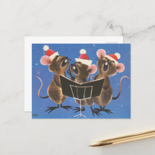 retro-vintage-festliche-Weihnachtsmäuse Postkarte