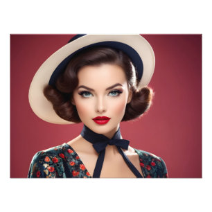 Retro-Vintage-Frau Fotodruck