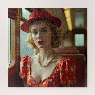 Retro Vintage-Frau im Zug