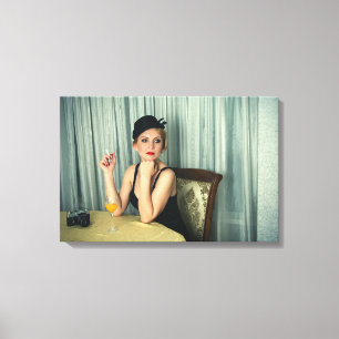 Retro Vintage Frau Leinwanddruck