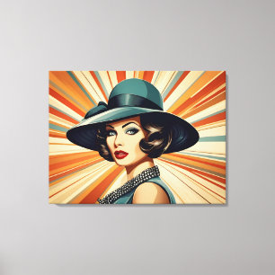 Retro-Vintage-Frau Leinwanddruck