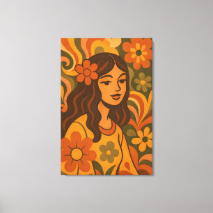 Retro-Vintage-Frauenillustration Leinwanddruck