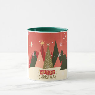 Retro/Vintage Frohe Weihnachten Baum Tasse