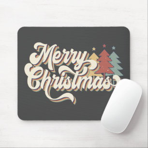 Retro-Vintage-Frohe-Weihnachten-Typografie Mousepad